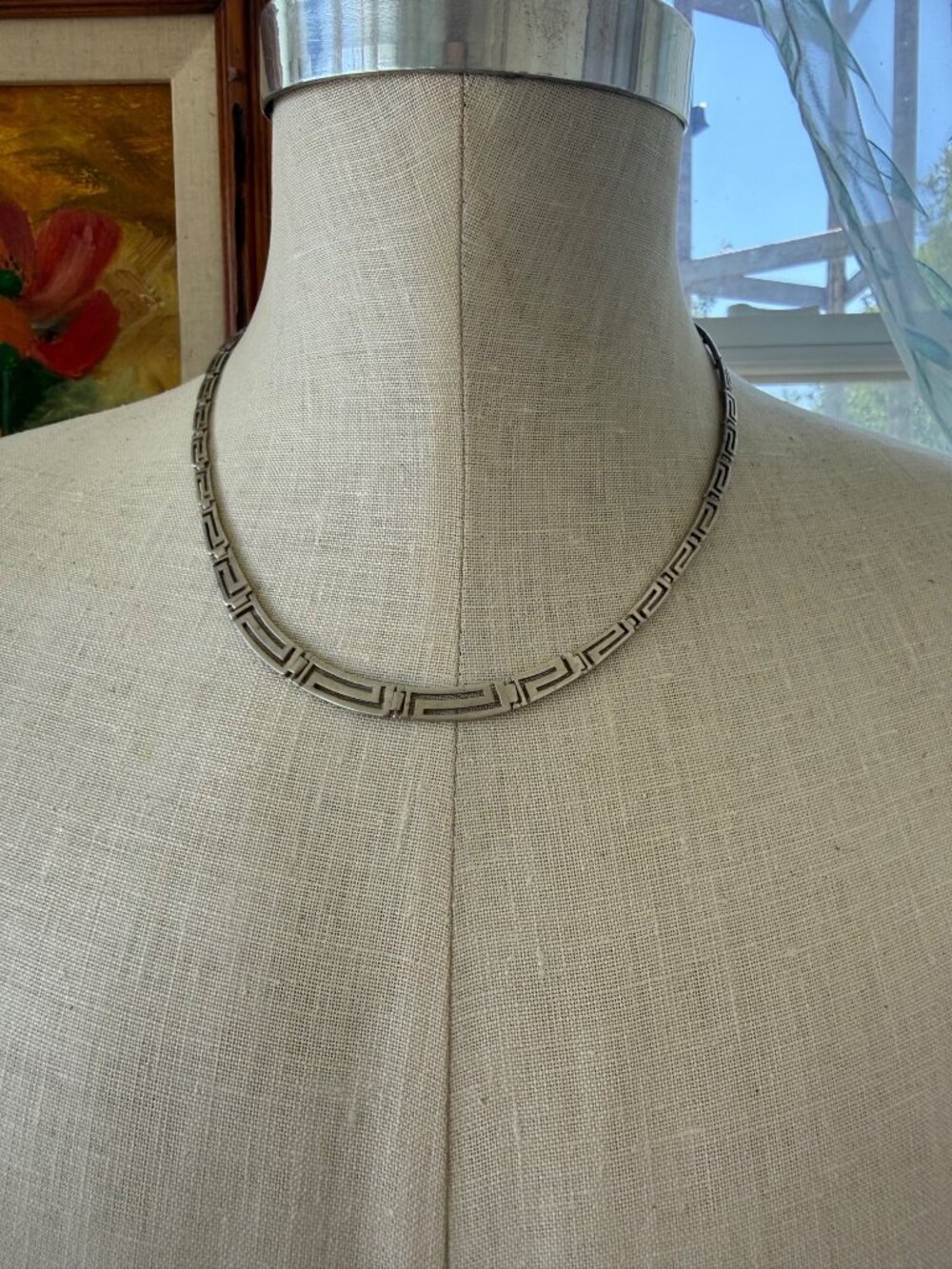 Vintage 70's Sterling 925 Silver Greek Key Graduated Necklace 20.5" long 21 g - Picture 13 of 14